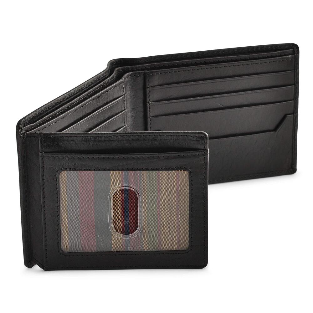 5888 Black Leather Wallet Rfid Blocking - Bifold High Capacity